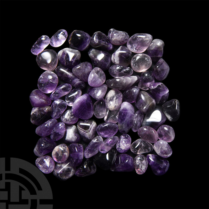 60 Polished Amethyst Crystal Specimens A group of 60 polished amethysts. 405 gra...