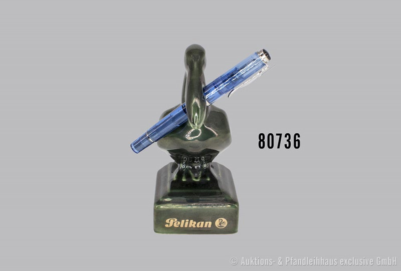 Pelikan Füllfederhalter Demonstrator, blau transparent, L 12,5 cm, dazu Porzella...
