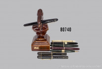 Pelikan 8 Schreibgeräte, unterschiedliche Farben und Ausführungen, 7 Füllfederhalter, 6x mit 14 Karat Goldfeder, 1 Druckbleistift, L 11 - 13 cm, gemis...