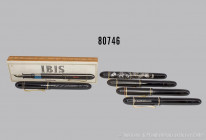 Ibis 4 Füllfederhalter, unterschiedliche Ausführungen, jeweils 14 K Goldfeder, L 11,5 cm, gemischter Zustand
