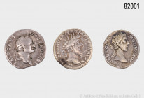 Konv. 3 Denare, Vespasian, Marc Aurel und Commodus, sehr schön, aus alter deutscher Privatsammlung