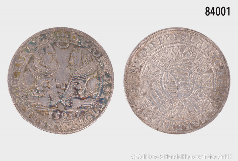 Sachsen-Coburg-Eisenach, Johann Casimir und Johann Ernst, 1/2 Taler 1595, 14,4 g...