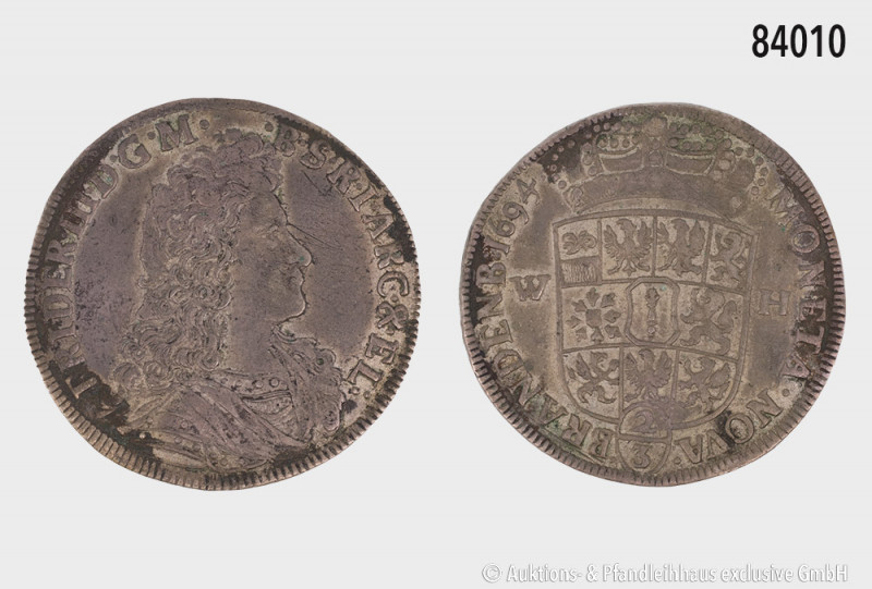 Brandenburg-Preußen, Friedrich III. (1688-1701), 2/3 Taler 1694 WH, Emmerich, 16...