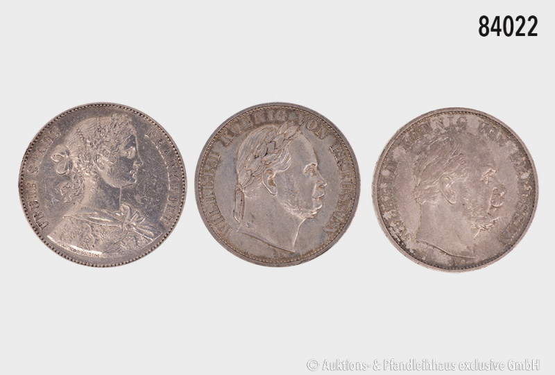 Konv. Frankfurt Vereinstaler 1860, sowie Preußen Vereinstaler 1866 und Siegestal...