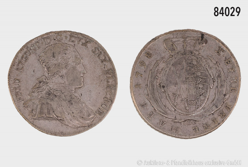 Sachsen, Friedrich August III. (1763-1806), Taler 1798, 27,59 g, 40 mm, Slg. Mer...