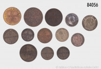 Preußen, Konv. 13 Kleinmünzen, dabei 4 Pfennige 1862 A, AKS 105, 3 Pfennige 1867 B, 1869 A und 1871 C, AKS 106, 2 Pfennige 1868 C und 1871 C, AKS 107,...