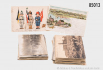 Konv. ca. 600 Postkarten, ca. 1900-1930, dabei militärische Themen, "Gruß aus", Weihnachten, Ostergrüße, Stadtansichten, etc., dazu 40 Bilder Deutsche...