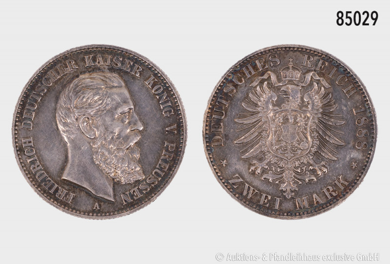 Preußen, Friedrich III. (9.3.-15.6.1888), 2 Mark 1888 A, 11,12 g, 28 mm, AKS 122...