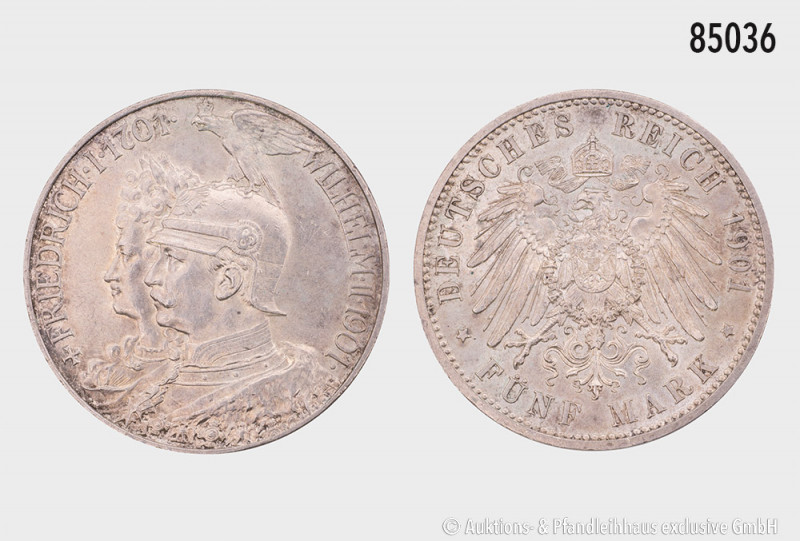 Preußen, Wilhelm II. (1888-1918), 5 Mark 1901, 200 Jahre Königreich Preußen, 27,...