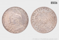 Preußen, Wilhelm II. (1888-1918), 5 Mark 1901, 200 Jahre Königreich Preußen, 27,8 g, 38 mm, AKS 135, Jaeger 106, kleine Randfehler und Kratzer, fast v...