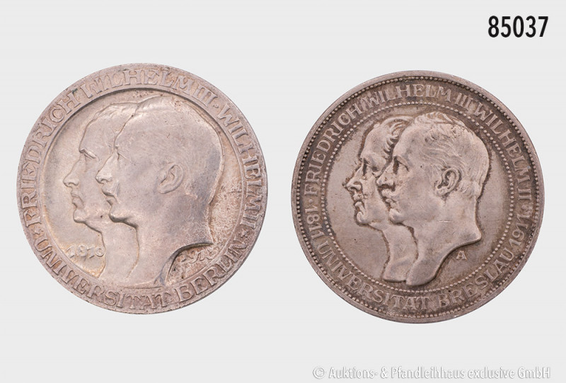 Konv. Preußen, Wilhelm II. (1888-1918), 3 Mark 1910 A, Universität Berlin (AKS 1...