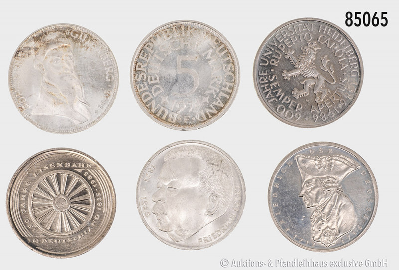 Aus Sammler-Nachlass: ca. 100 x 5-DM-Gedenkmünzen und Silberadler, teilweise kle...
