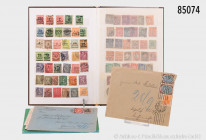 Briefmarken-Konv., bestehend aus 1 Album Deutsches Reich mit Dt. Besatzung Zara Mi. Nr. 26, dazu 4 Briefe Infla und 1 kleines Album mit Marken Altdeut...