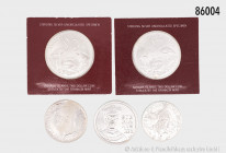 Konv. 7 Silbermünzen, dabei Israel 10 Lirot 1972, 24. Jahrestag der Unabhängigkeit, Luftfahrt, in beschädigter OVP, Bahamas 2 Dollars 1973, Finnland 1...