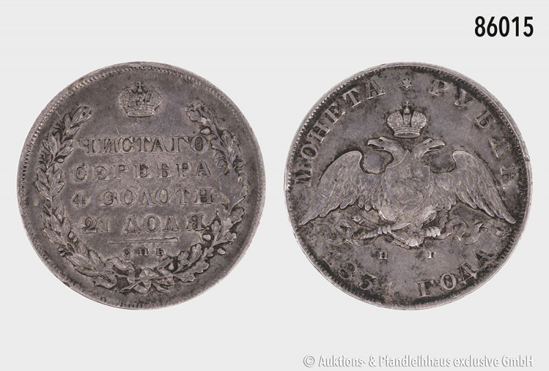 Russland, Nikolaus I. (1825-1855), Rubel 1831, Variante mit "offener 2", 20,81 g...