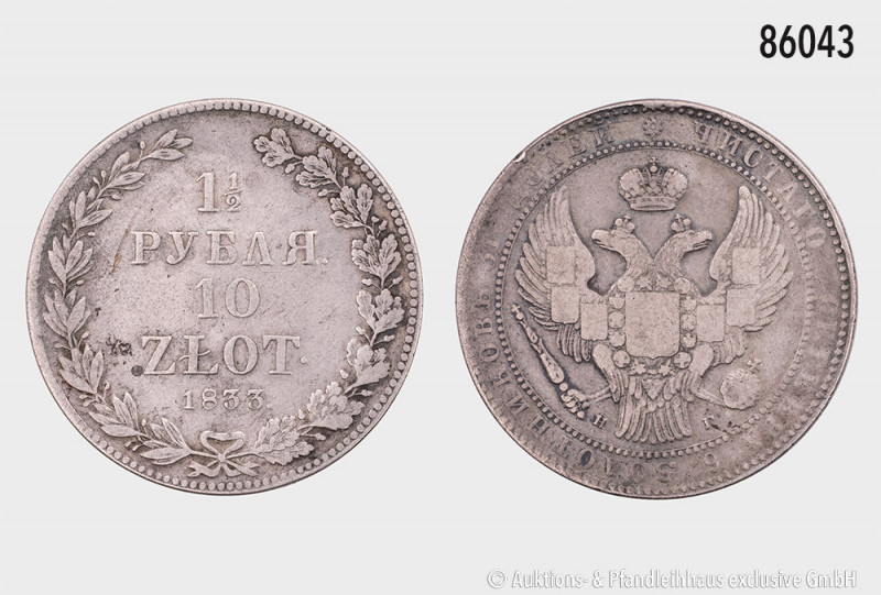 Polen, 10 Zloty 1833, unter russischer Herrschaft, Nikolaus I. von Russland (182...