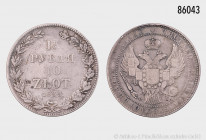 Polen, 10 Zloty 1833, unter russischer Herrschaft, Nikolaus I. von Russland (1825-1855), 30,4 g, 40 mm, Gumowski 2551, Bitkin 1084, Patina, kleine Ran...