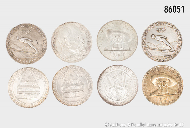 Österreich, Konv. 8 x 50 Schilling 1959 (2 x), 1964 (2 x), 1970, 1972 und 1973 (...
