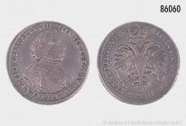 Russland, Peter I. der Große (1682-1725), 1/2 Rubel (Poltina) 1721 (kyrillisch), Moskau, Münzhof Kadashevsky, 13,38 g, 33 mm, Bitkin 680; Diakov 1198 ...