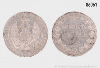 Russland, Nikolaus I. (1825-1855), 1 Rubel 1833, St. Petersburg, 20,47 g, 35 mm, Bitkin 160, Dav. 283, Randfehler und Kratzer, sehr schön