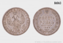 Russland, Nikolaus I. (1825-1855), 1 Rubel 1855, St. Petersburg, 20,6 g, 35 mm, Bitkin 235; Dav. 283, deutliche Randfehler, und Kratzer, sehr schön