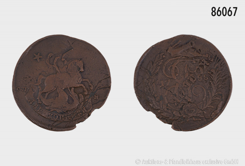 Russland, Katharina II. (1762-1796), 2 Kopeken 1788, Überprägung auf 2 Kopeken P...