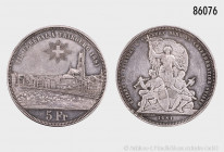 Schweiz, 5 Franken/Schützentaler 1881, 24,96 g, 37 mm, Divo S15, Dav. 389, kleine Kratzer, Randfehler, sehr schön