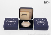 Konv. Frankreich, 5 und 2 x 100 Francs aus der Serie Terres Australes et Antarctiques Francaises", 900er Silber, PP, jeweils original verkapselt und i...