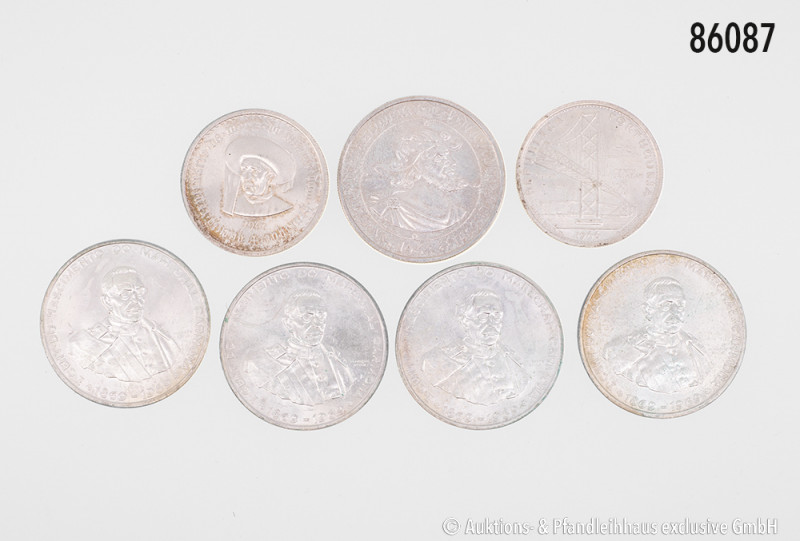 Portugal, Konv. 7 Silbermünzen, dabei 50 Escudos 1969, etc., teilweise etwas ang...