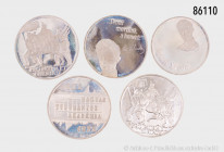 Ungarn, Konv. 50 Forint 1973, PP, 100 Forint 1973, PP, 200 Forint 1975 und 1976, PP und 1 x Stempelglanz, 640 Silber