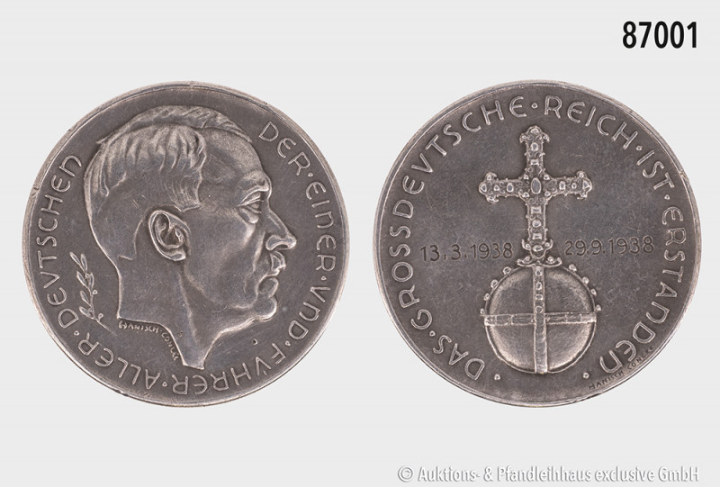 Drittes Reich, Silbermedaille v. Hanisch-Concee, 1938, auf den Anschluss Österre...
