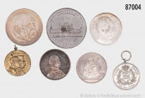 Konv. Verschiedenes, 7 Medaillen zur deutschen Zeitgeschichte, dabei 3 Silbermedaillen auf Bismarck (1 x von 1971 zum 100-jährigen Jubiläum der Gründu...