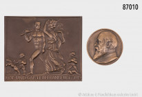 Konv. Medaille und Plakette zum Thema Gartenbau (Ausstellung): Baden, Medaille 1907, von J. Kowarzik, am Rand gepunzt "126", auf die Gartenbauaustellu...