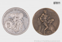 Konv. Bronzemedaille 1919, von Mayer & Wilhelm Stuttgart, auf die Schmach des Versailler Vertrages mit Zitat Bismarcks, 50 mm, 49,1 g, Zetzm. 6045, da...