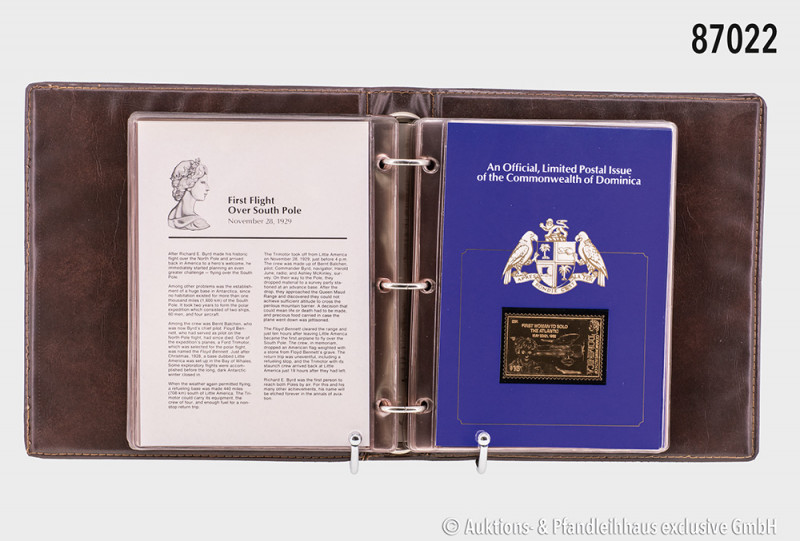 Sammelmappe "Great Firsts in Aviation", Commonwealth of Dominica, darin ca. 30 x...