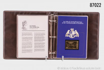 Sammelmappe "Great Firsts in Aviation", Commonwealth of Dominica, darin ca. 30 x mit 23 Karat vergoldete Briefmarken, limitiert 246/2000