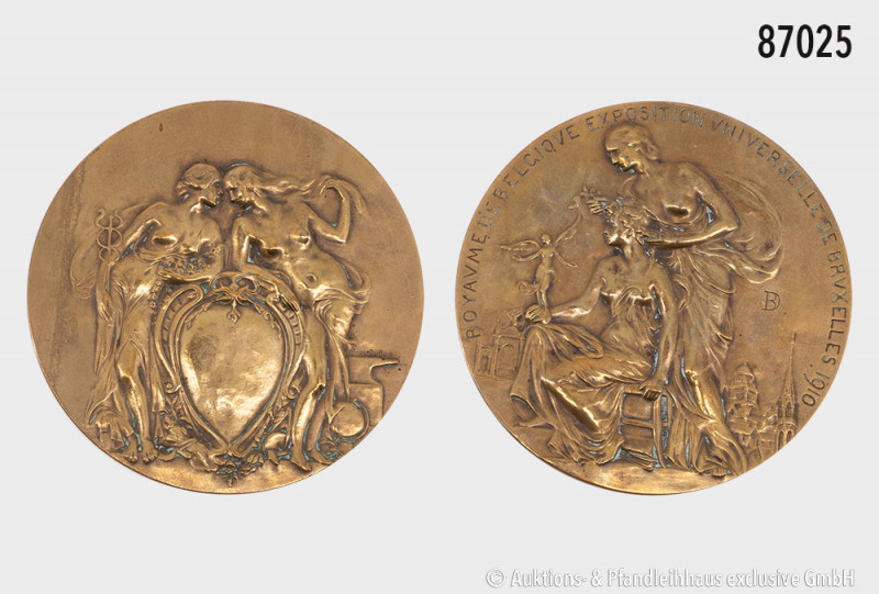 Belgien, Medaille auf die Weltausstellung 1910 in Brüssel, 70 mm, sehr schön-fas...