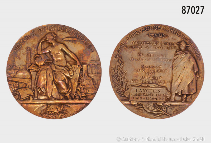 Frankreich, Medaille 1894, Ecole Polytechnique, 146 g, 68 mm, am Rand punziert (...