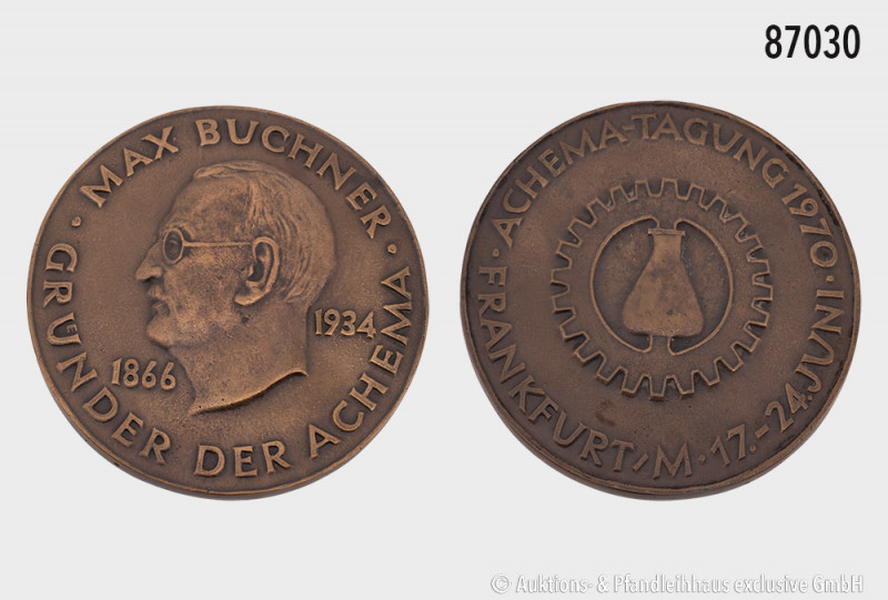 Große Medaille/Bronzeplakette o. J., auf die ACHEMA-Tagung 1970 zum Gedenken an ...