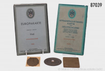 Automobilia, Konv. 3 Plaketten, Huldigungsfahrte an den freien deutschen Rhein 1930, Sommernachtfest Bingen am Rhein ADAC 1929, mit original Tüte von ...
