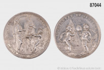 Silbermedaille o. J. (ca. 18. Jh.), von P. H. Müller (gest. 1718), auf die Freundschaft, 13,7 g, 38 mm, Forster 888, Slg. Goppel 4359, kleine Randfehl...