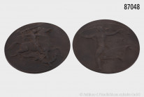 Konv. 2 große einseitige Eisengussmedaillen von Arno Breker, dabei Nymphe 1953, Guss Buderus, D ca. 14 cm, gussfrisch