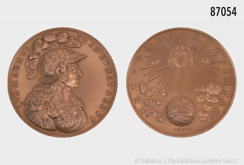 Frankreich, große Bronzemedaille, Ludwig XIV. 1674, von Varin, NP 1975, 269 g, 8...