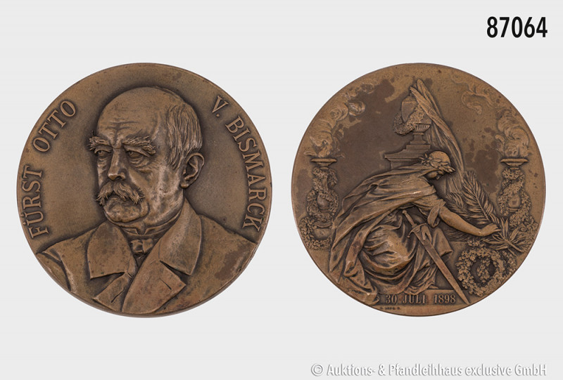 Deutsches Reich, Bronzemedaille 1898, von Loos, auf den Tod Bismarcks, Rs. Germa...