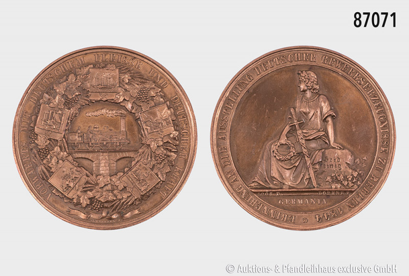 Preußen, Bronzemedaille 1844, von Schilling bei Loos/Lorenz, Gewerbeausstellung ...