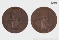 Deutsches Reich, große Bronzemedaille 1877, auf den Einzug Kaiser Wilhelms I. in Straßburg, 60 mm, Slg. Marienburg 6124, kleiner Oxidationsfleck, Rand...