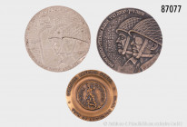 Israel, Konv. 7 Medaillen zu landesgeschichtlichen Themen, dabei Ashkelon, Expedition zu den Judäischen Wüstenhöhlen 1960, Befreiung von Jerusalem 196...