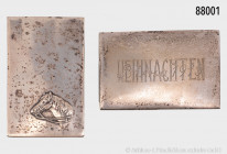 Konv. 2 silberne Streichholzschachteln, beide 800er Silber, deutsch, 1 x mit Pferdekopf dekoriert und 1 x graviert "Weihnachten 1915", guter Zustand m...