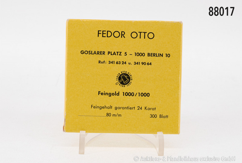 1 Packung Blattgold, 300 Blatt, 24 Karat Feingold, Fa. Fedor Otto, Berlin, in OV...
