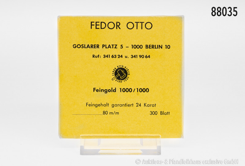 1 Packung Blattgold, 300 Blatt, 24 Karat Feingold, Fa. Fedor Otto, Berlin, in OV...